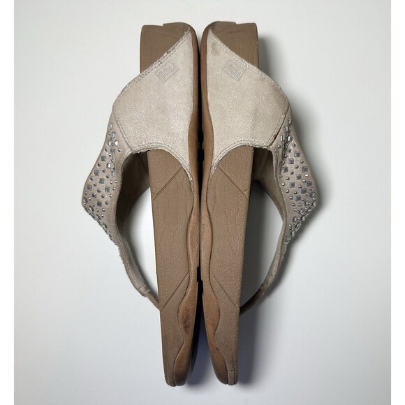 FitFlop Lulu Sparkly Rhinestone Nude Gold Thong Flip Flop Wedge Cushion Women 10 - Picture 6 of 14